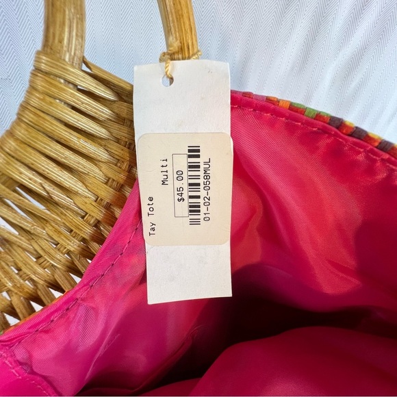 Shiraleah Chiara Chicago Bright Multi Color Tote Paper Straw Bamboo Handle Purse - Picture 5 of 7